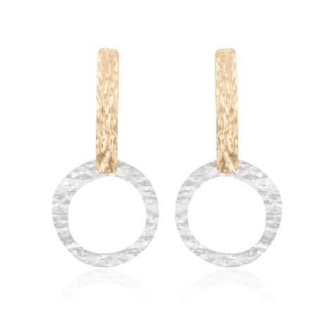 Gilda Earring - Silver Circle Gold Drop