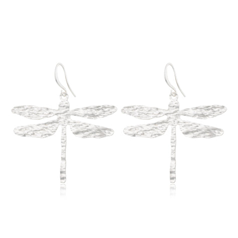 Dragonfly Earring - Silver Drops