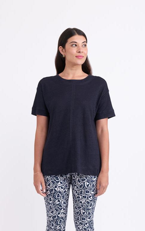 Foil  - Float My Boat Linen Top - Navy