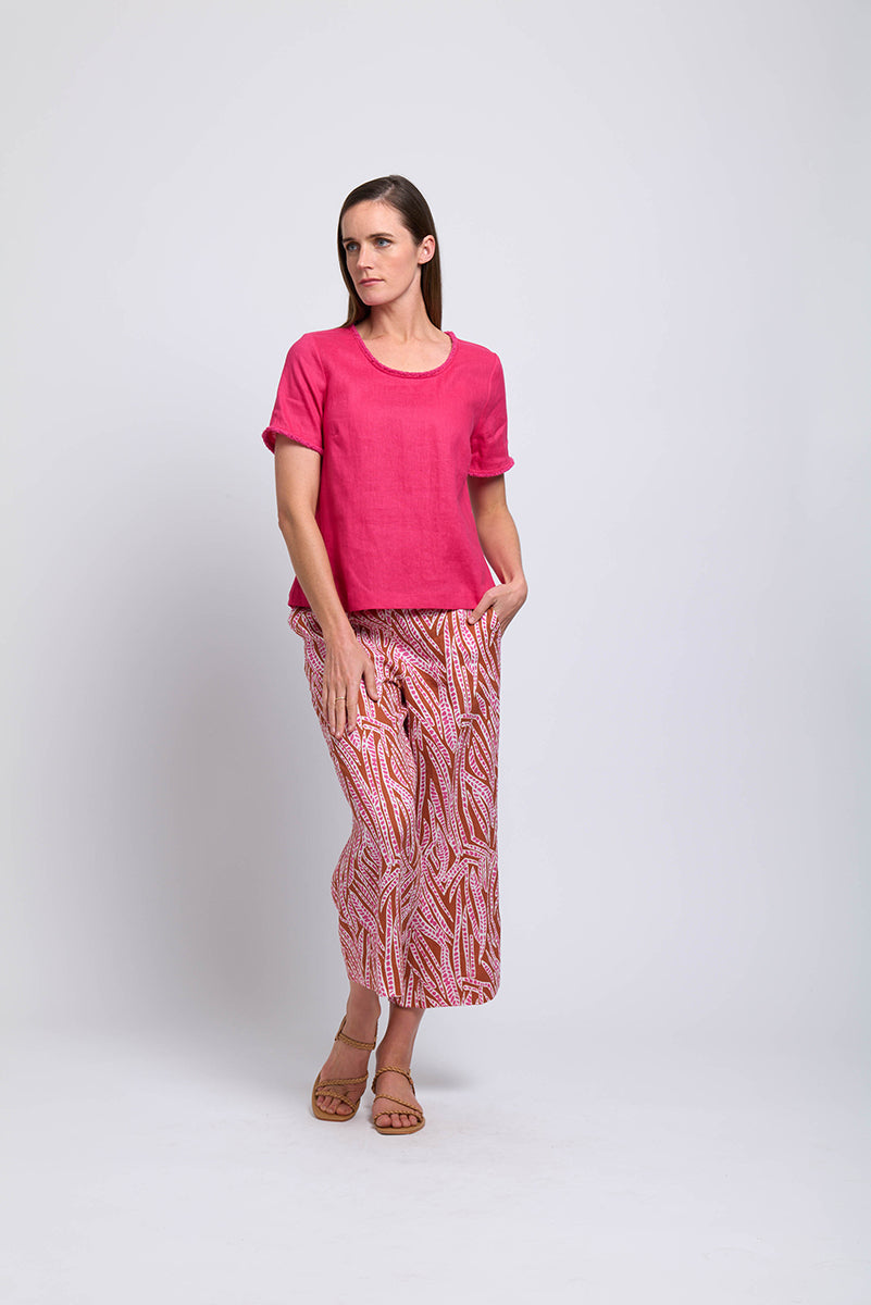 Foil  - Fringe Benefits Top - Pink Flash