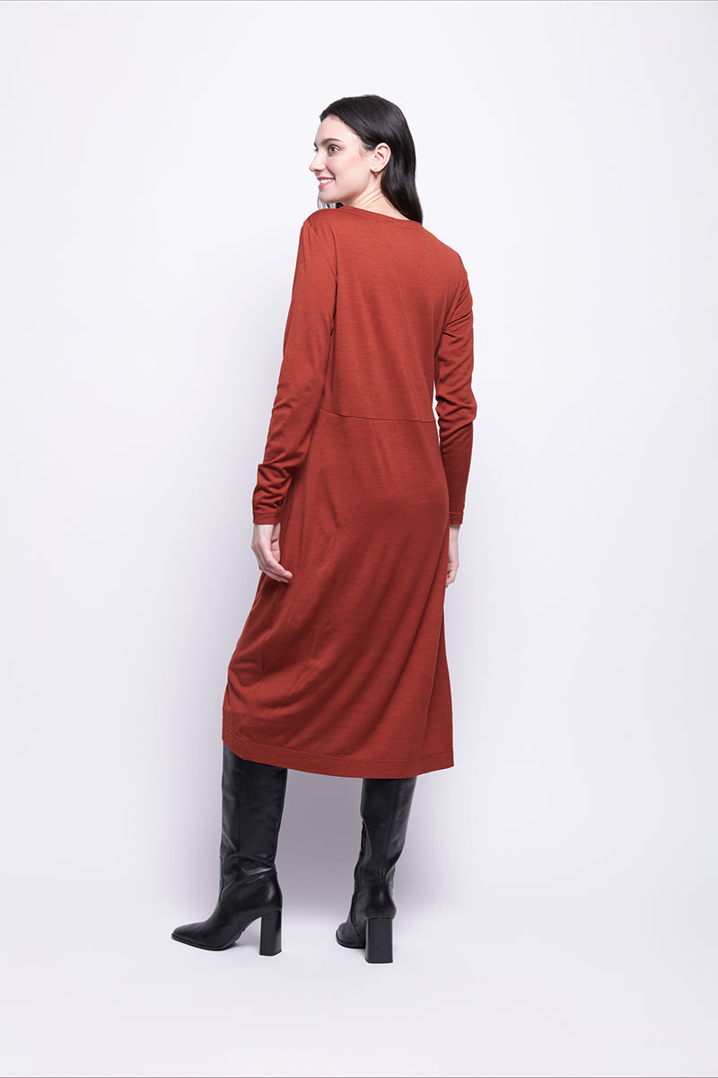 Foil  - Line Dance Merino Dress - Intense Rust