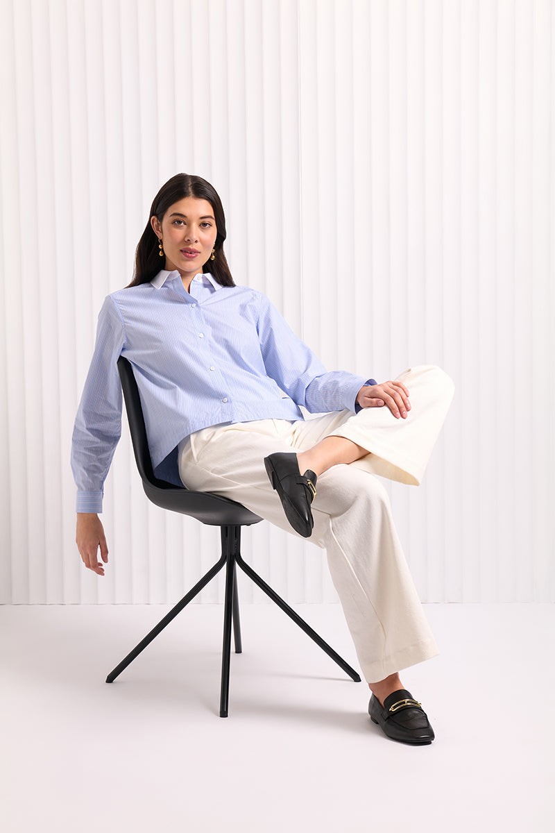 Foil - Top of the Crop Shirt - Blue Stripe