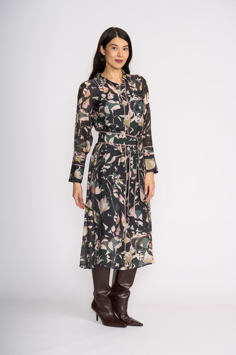 FOIL - Pipe Up Shirt Dress - Shadow Leaf