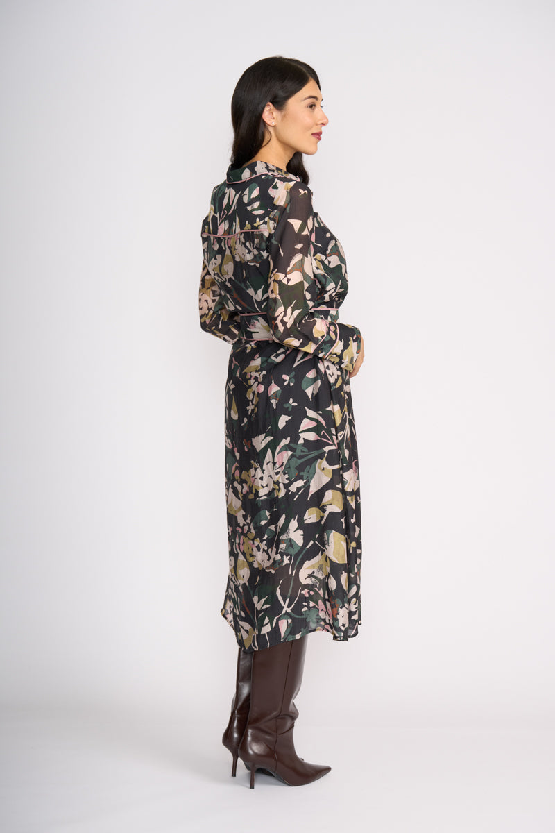 FOIL - Pipe Up Shirt Dress - Shadow Leaf