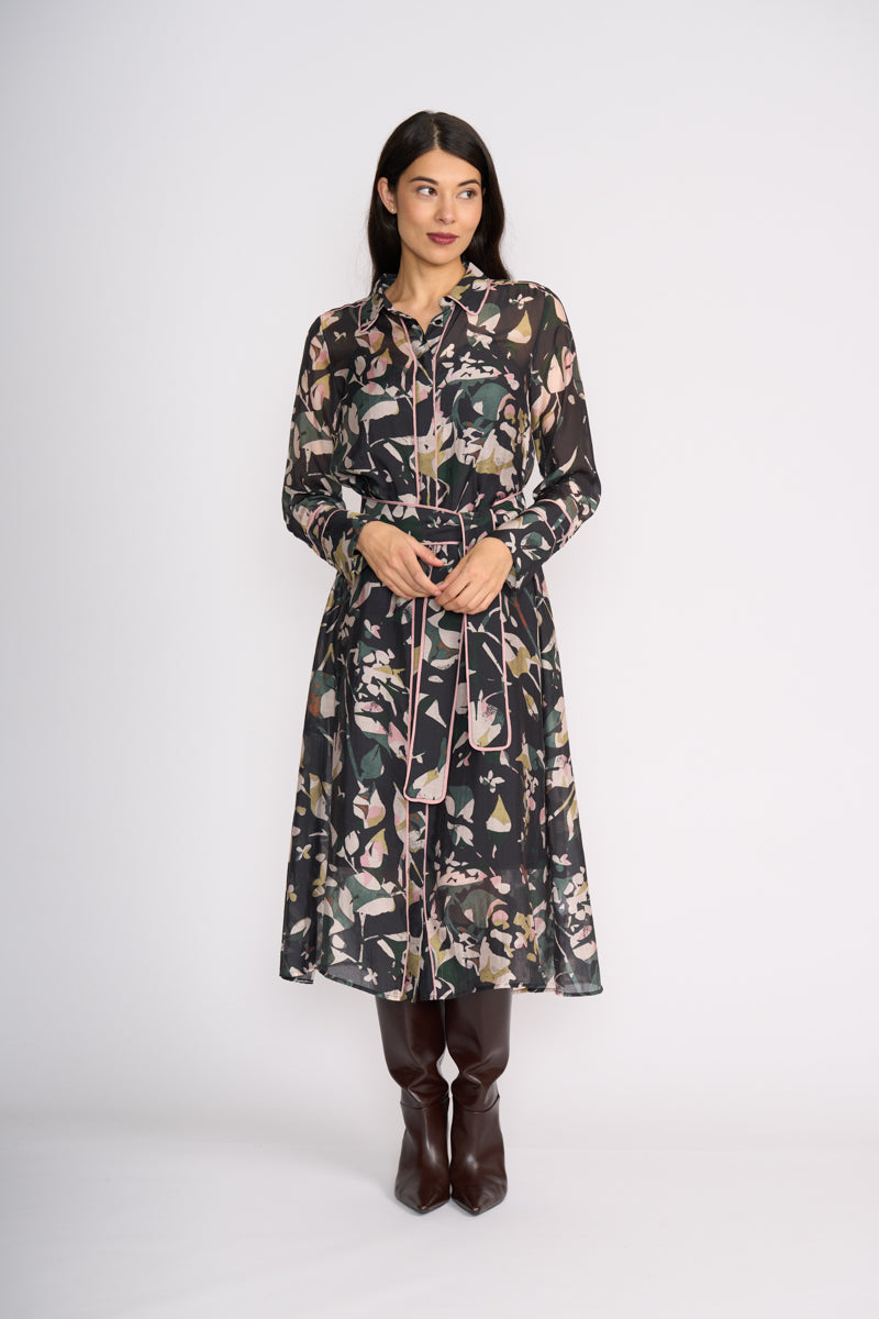 FOIL - Pipe Up Shirt Dress - Shadow Leaf