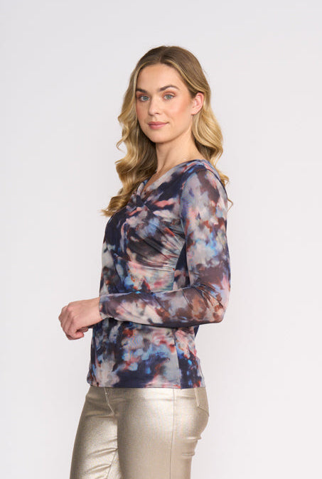 Foil  - Sheer Fun Wrap Top - Smudge