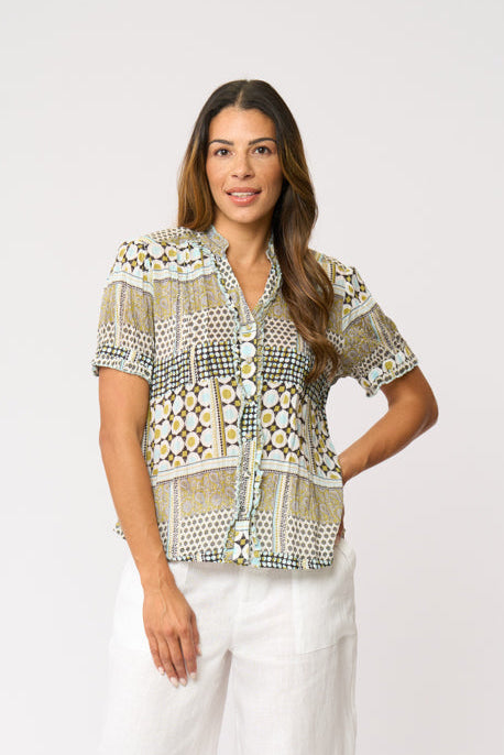 Foil  - Crushing it Cap Sleeve Shirt - Patchwork