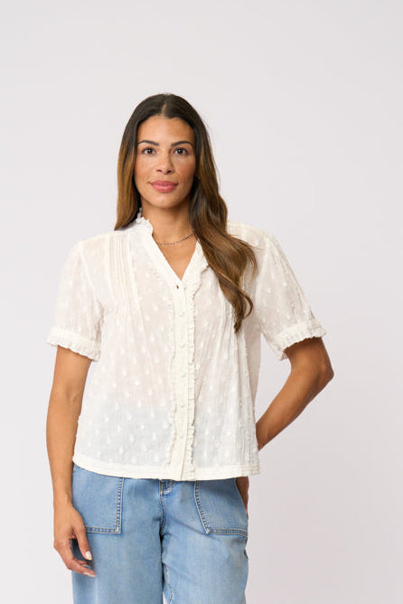Foil  - Crushing it Cap Sleeve Shirt - White