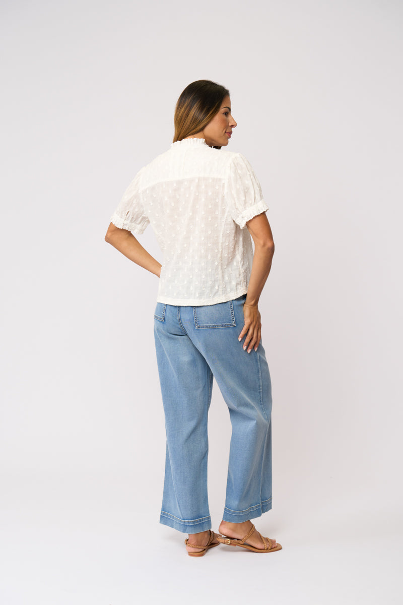 Foil  - Crushing it Cap Sleeve Shirt - White