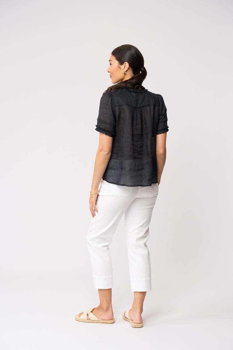 Foil  - Frill Of It Blouse - Navy