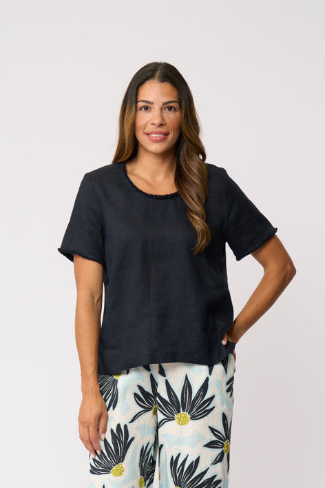 Foil  - Benefits Scoop Top -  Navy