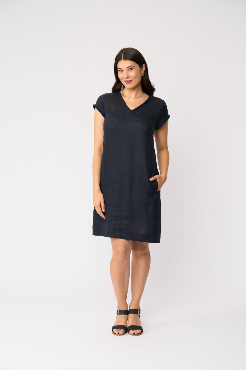 FOIL - V Festival Dress - Navy