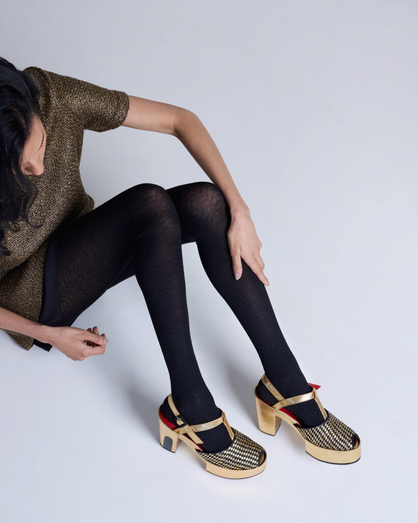 Tightology – Herringbone Merino Wool Tights – Black