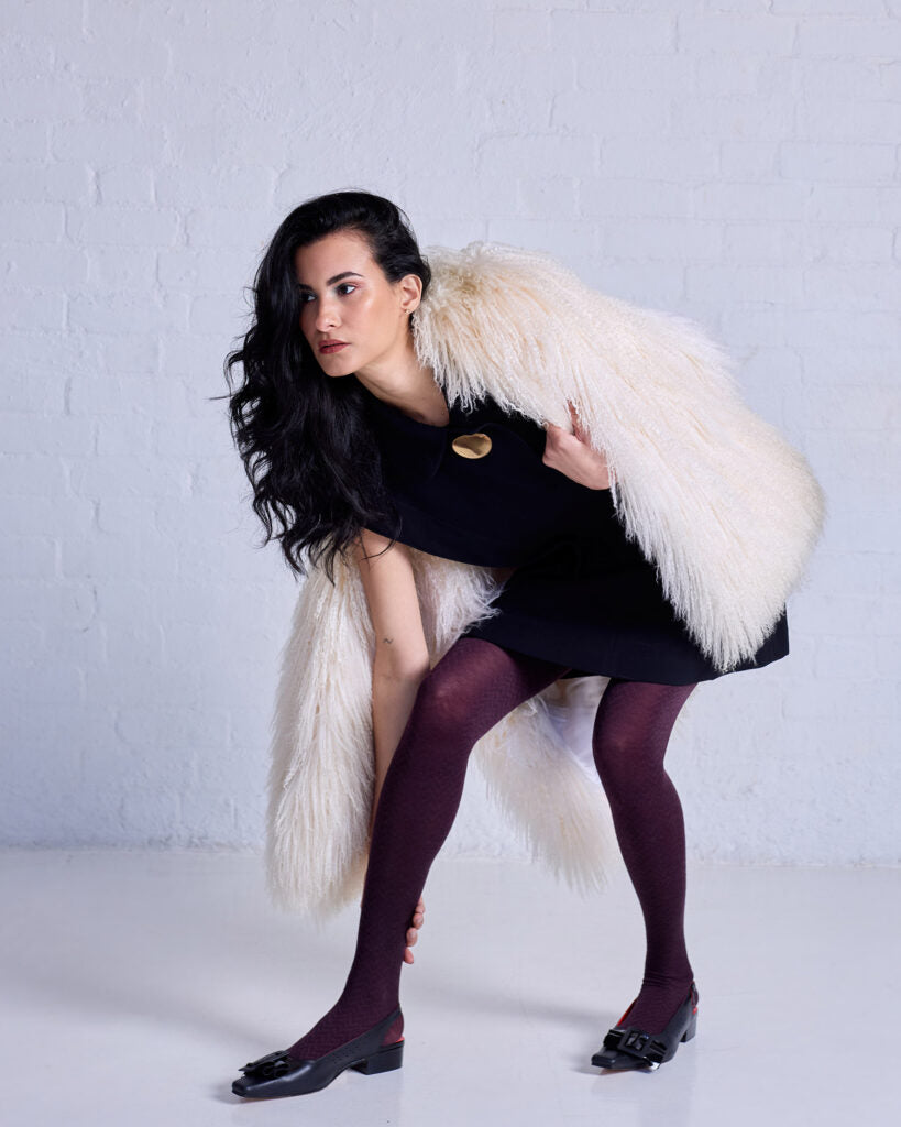 Tightology – Herringbone Merino Wool Tights – Plum