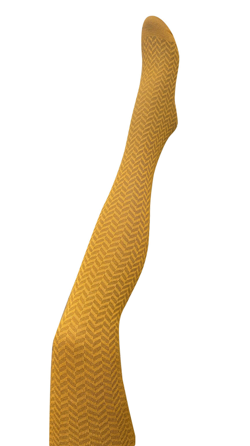 Tightology – Herringbone Merino Wool Tights – Mustard