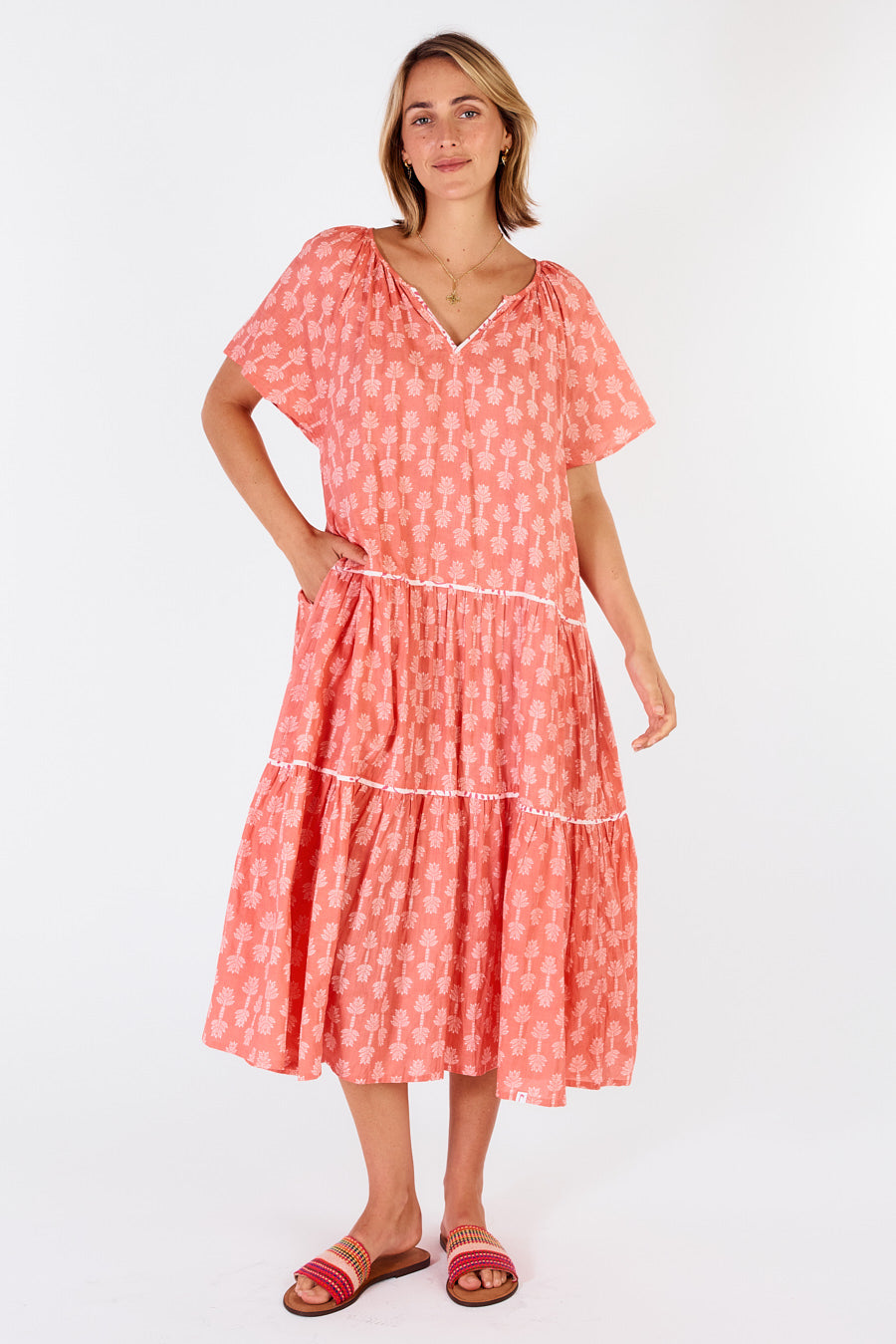 Ibisa - Calgary Midi Dress - Coral