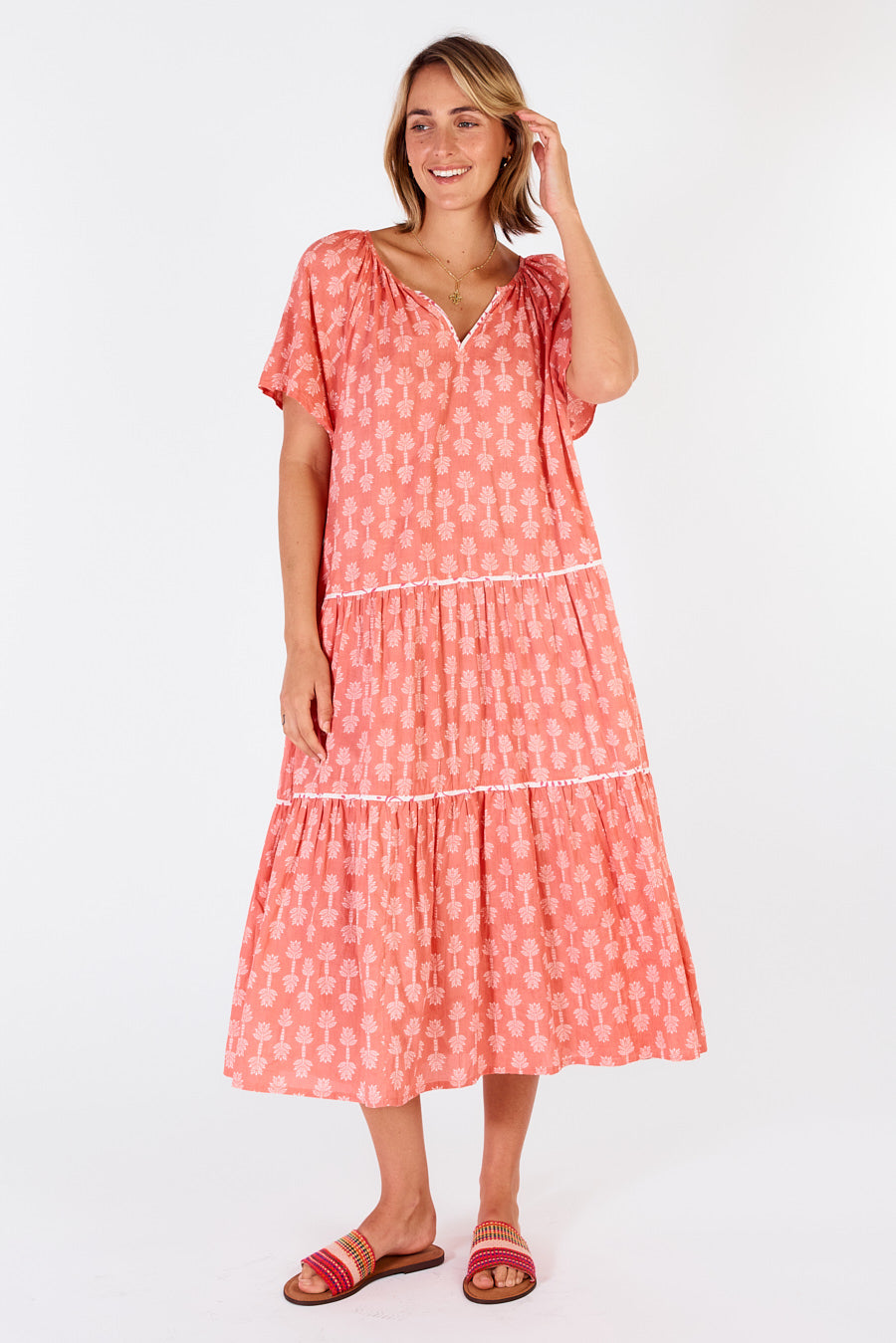 Ibisa - Calgary Midi Dress - Coral