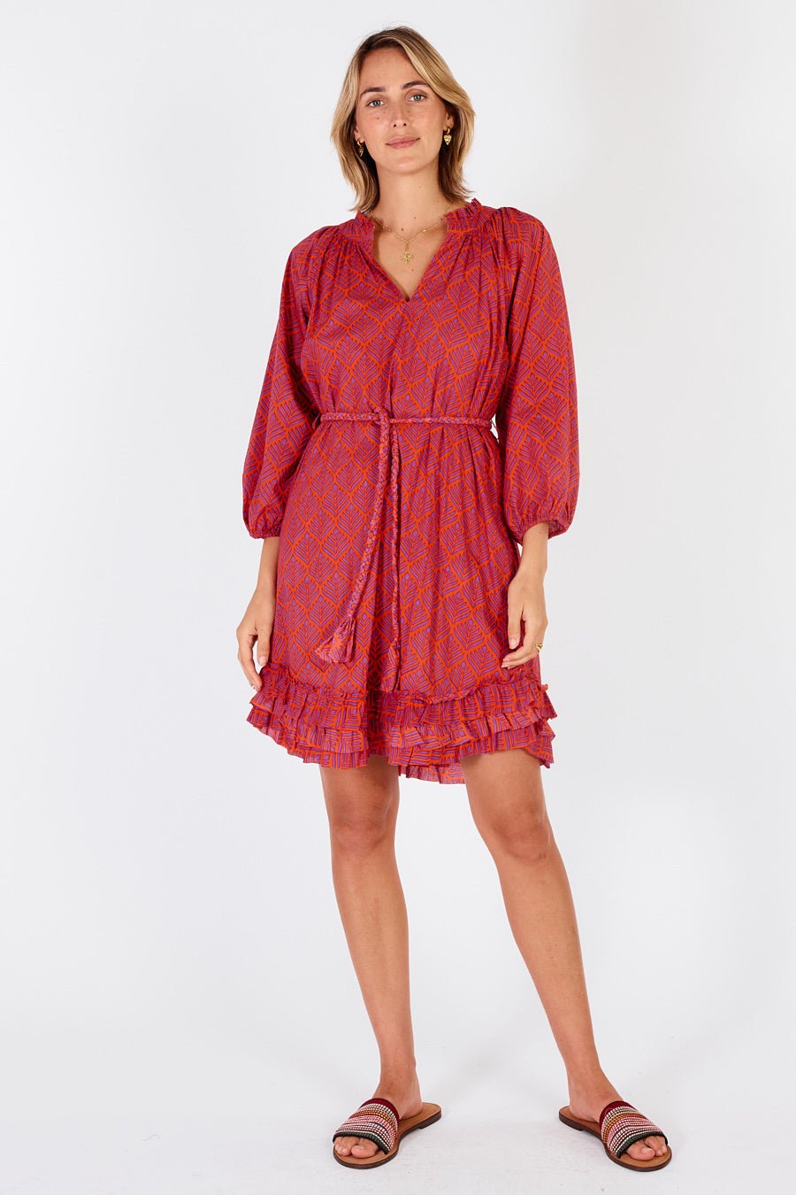 Ibisa - Dallas Frill Dress - Coral