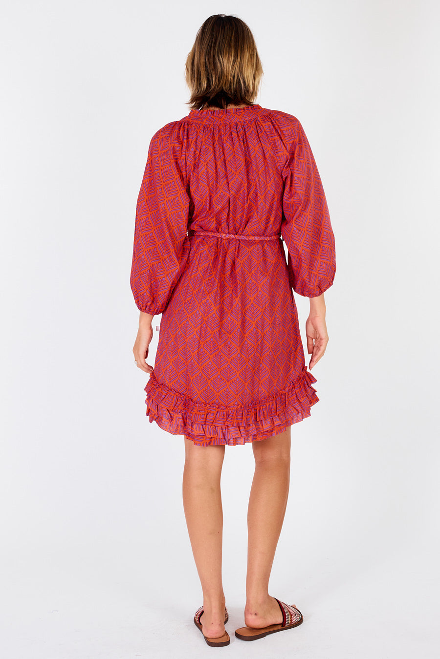 Ibisa - Dallas Frill Dress - Coral