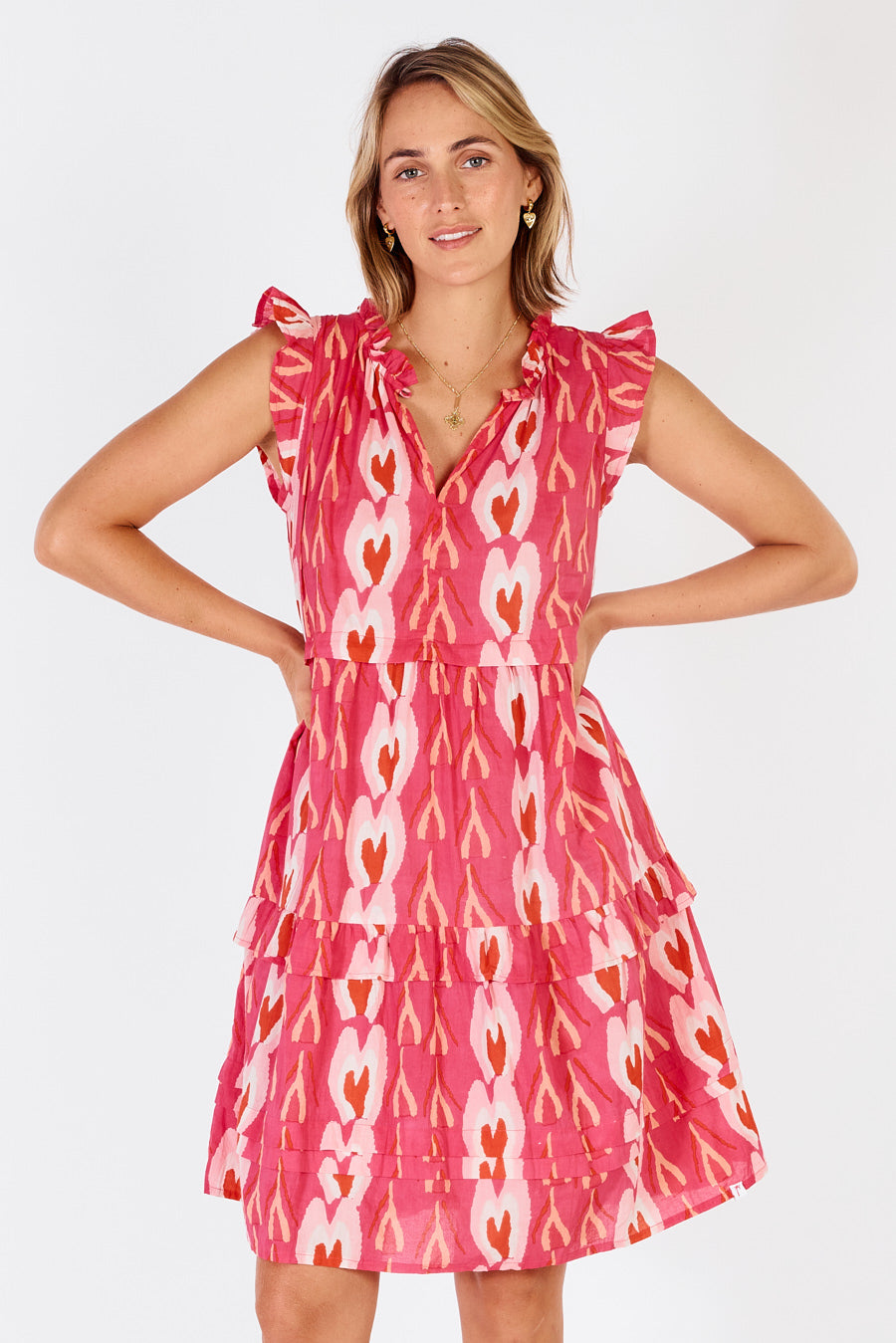 Ibisa - Heart Sleeveless Dress - Pink