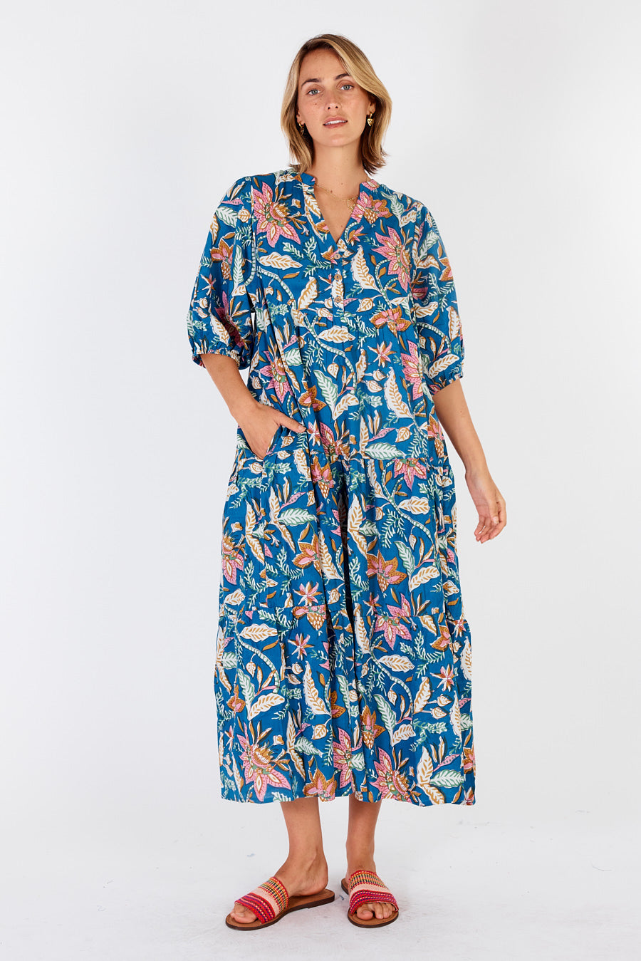 Ibisa - San Jose Midi Dress - Ocean