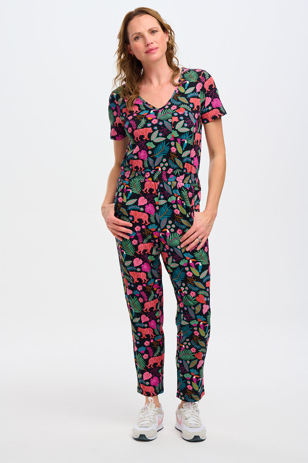 Sugarhill - Bianca Jersey Jumpsuit - Black, Tigers &amp; Toucans