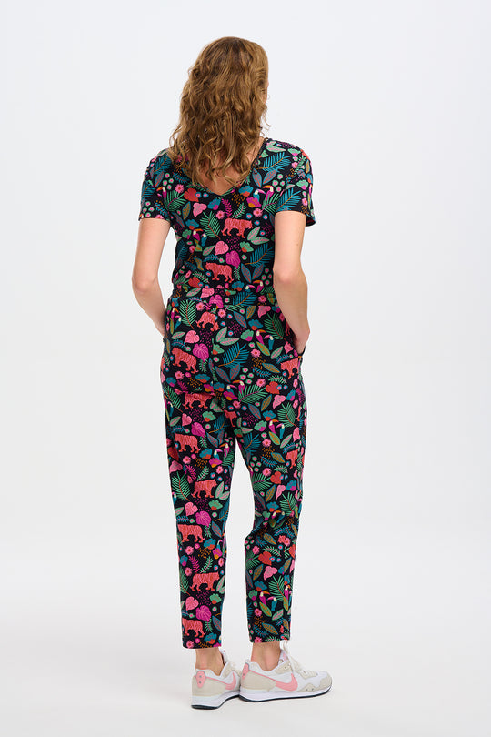 Sugarhill - Bianca Jersey Jumpsuit - Black, Tigers &amp; Toucans