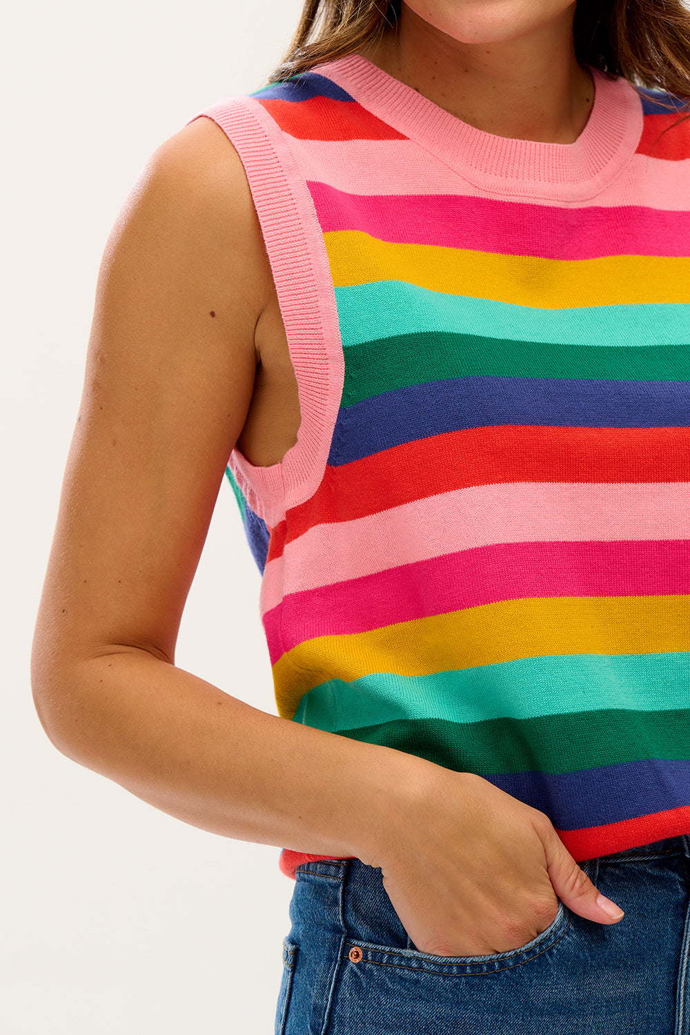 Sugarhill - Leslie Knitted Tank - Rainbow Stripes