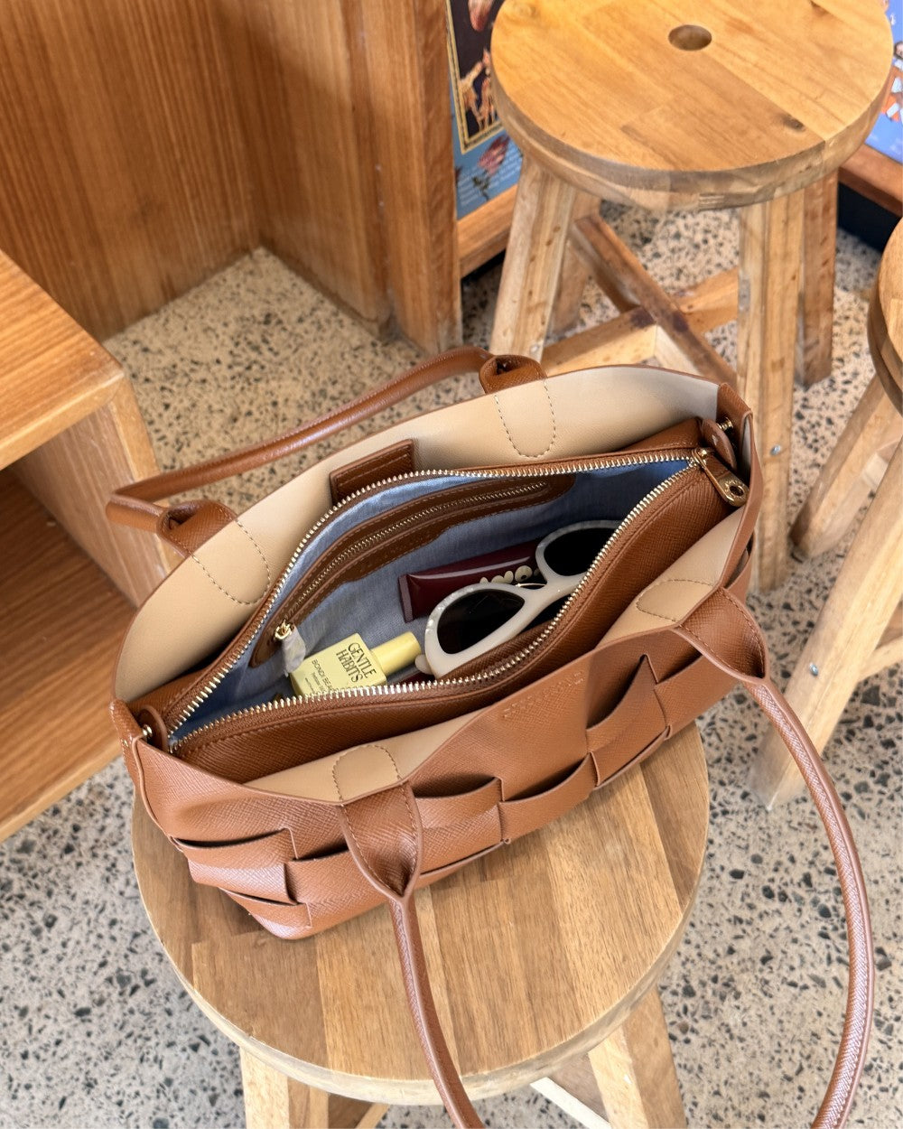 Elms & King - Kenley East-West Bag - Tan Saffiano