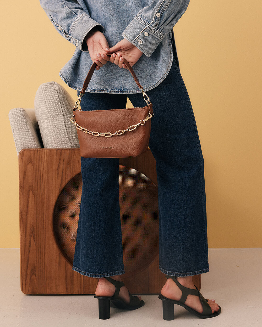 Elms & King - Leyton Crossbody - Tan Saffiano