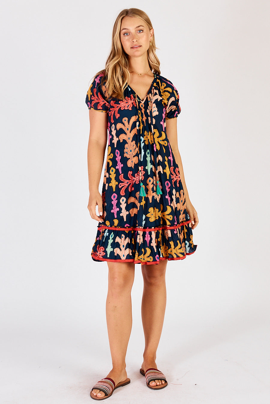 Lula Life - Olivia Shirred Dress - Navy