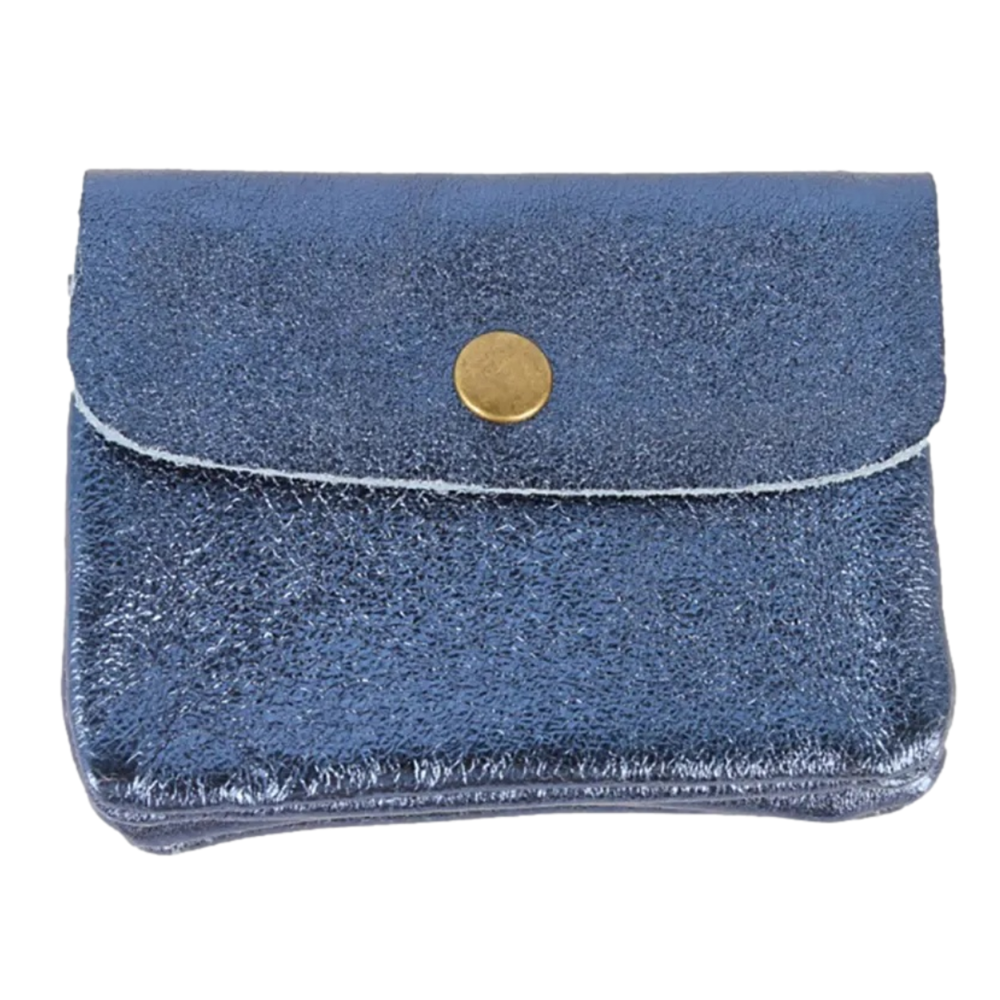 Maison Fanli - Coin Purse - Metallic Blue Jeans