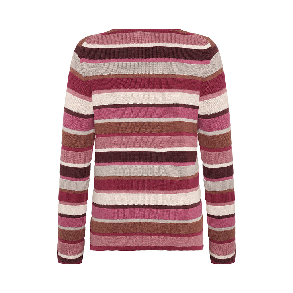 Mansted - Mathilde - Eco Mix Stripe Crew - Soft Red