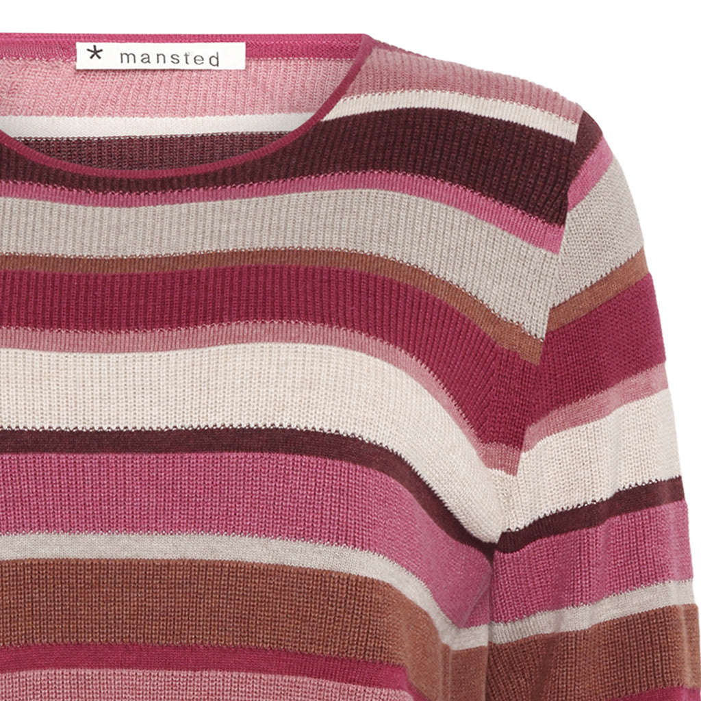 Mansted - Mathilde - Eco Mix Stripe Crew - Soft Red