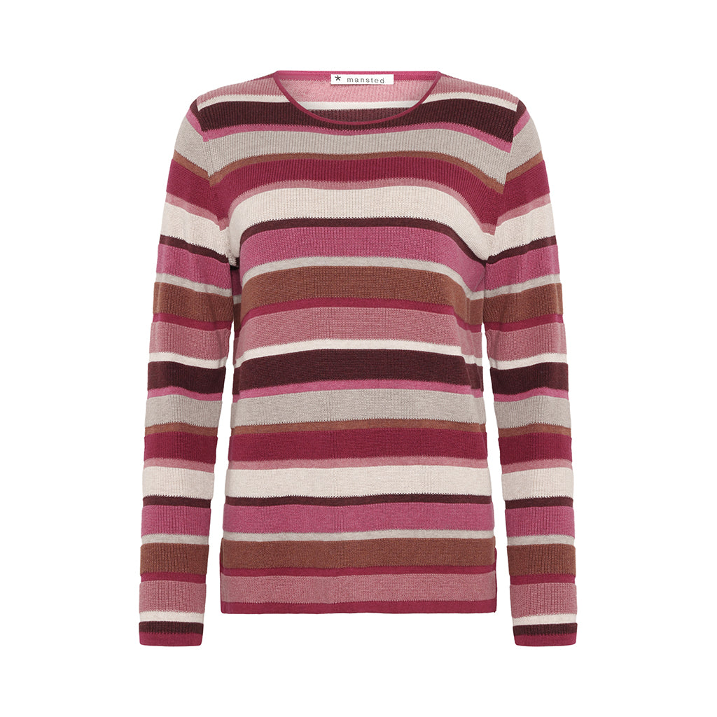 Mansted - Mathilde - Eco Mix Stripe Crew - Soft Red