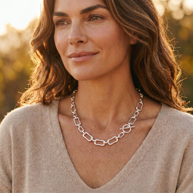 LOTUS - Square Chain Necklace - Silver