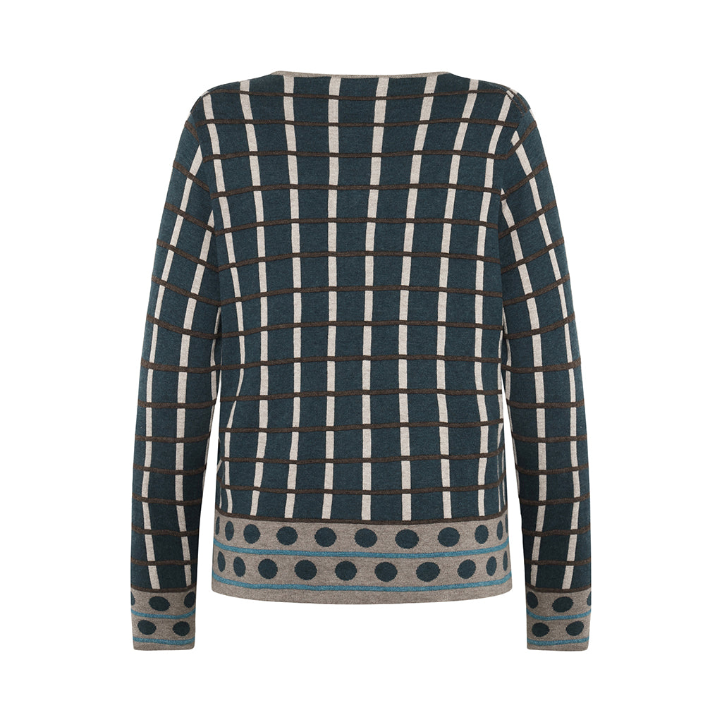 Mansted - Odette Eco Box and Ball Cardigan - Dark Aqua