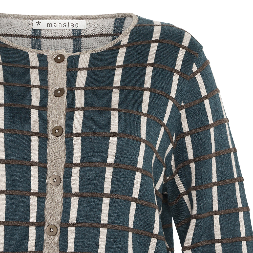 Mansted - Odette Eco Box and Ball Cardigan - Dark Aqua