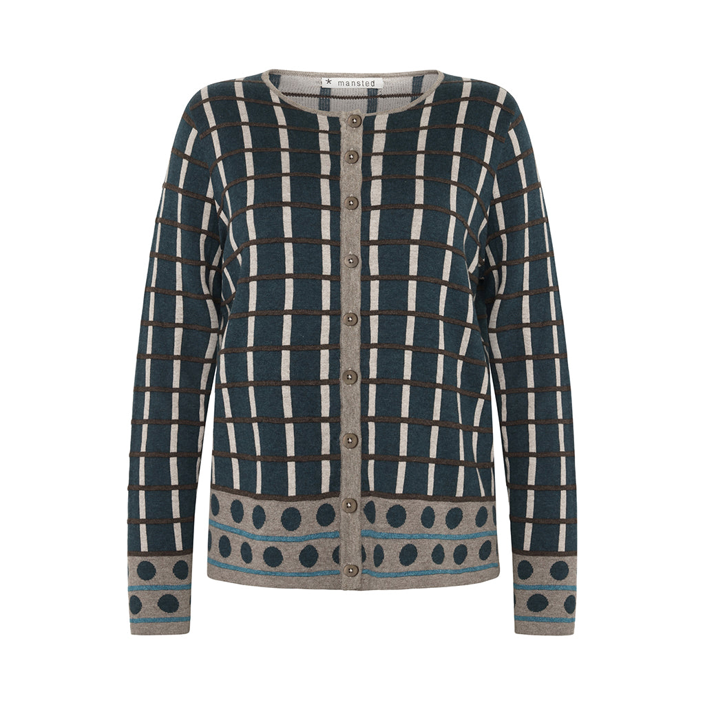 Mansted - Odette Eco Box and Ball Cardigan - Dark Aqua
