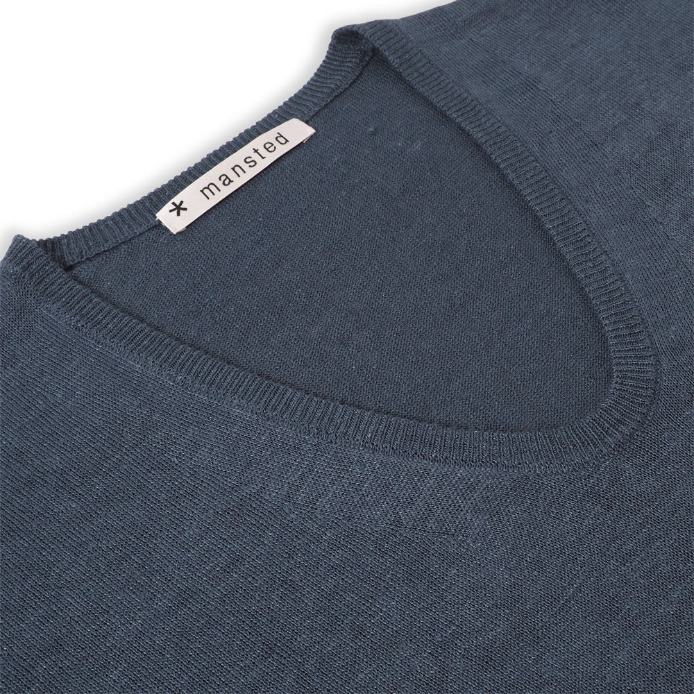 Mansted - Pitti Linen Hemp Knitted Top - Soft Blue