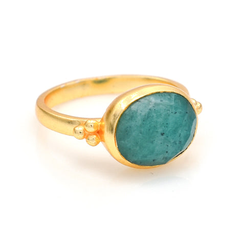 Gemma Ring - Amazonite Gold Plate