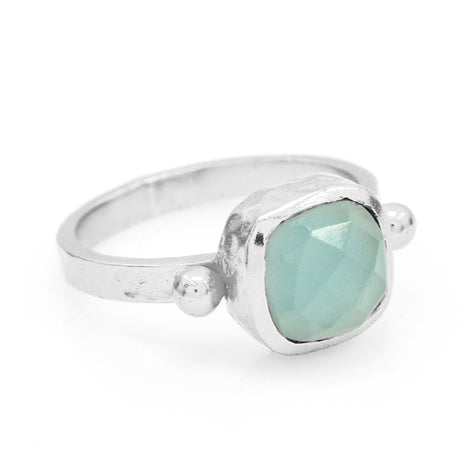 Gemma Ring - Dark Aqua Chalceony Silver