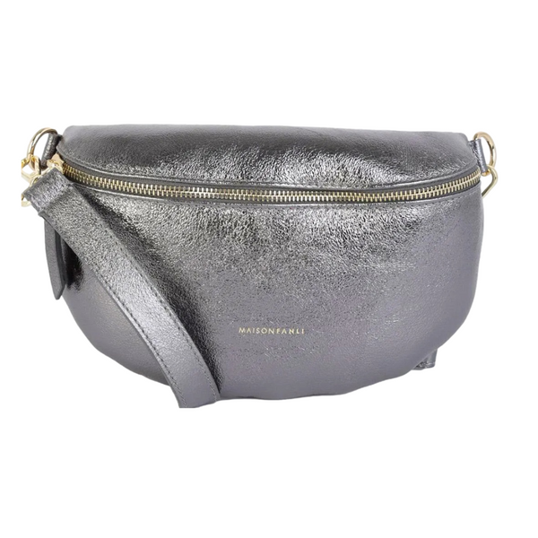 Maison Fanli - Leather Crossbody - Metallic Grey