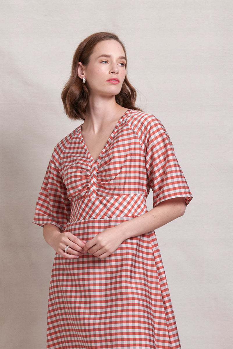 Neris - Absolute Pitch Dress - Clay Check