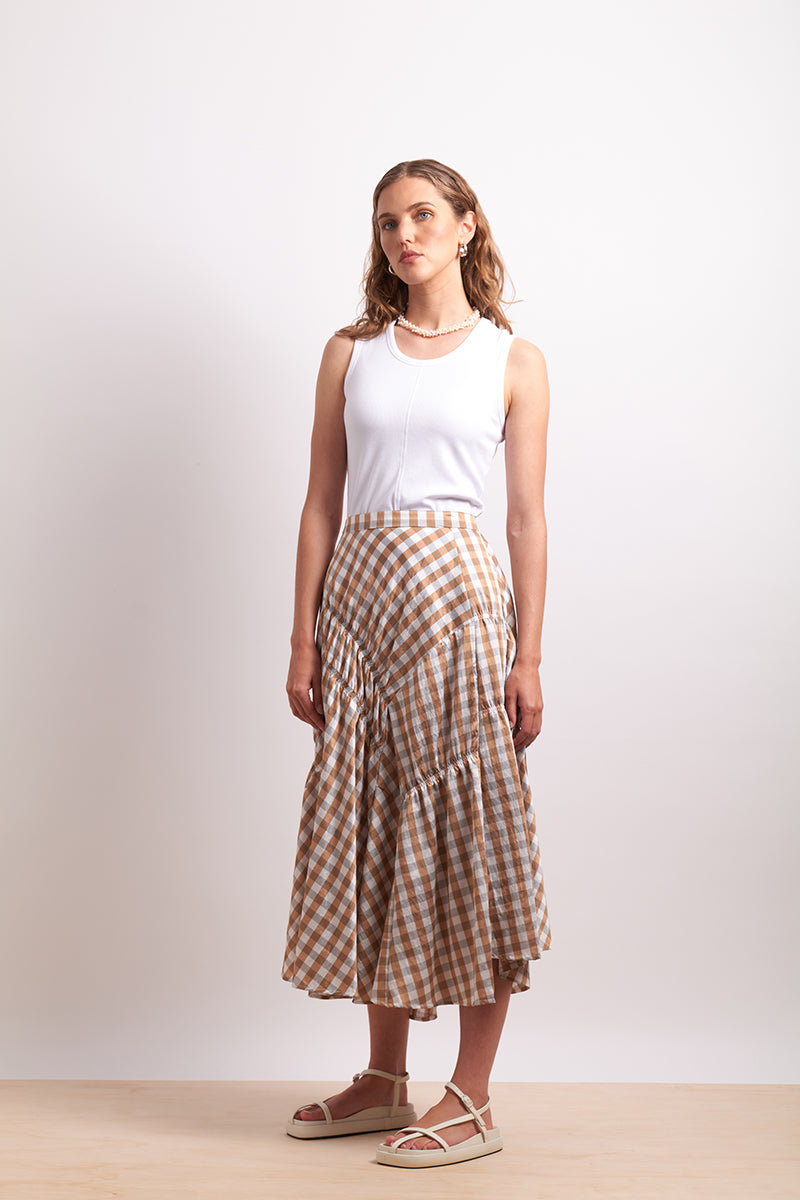 Neris - In Stitches Skirt - Sand Check
