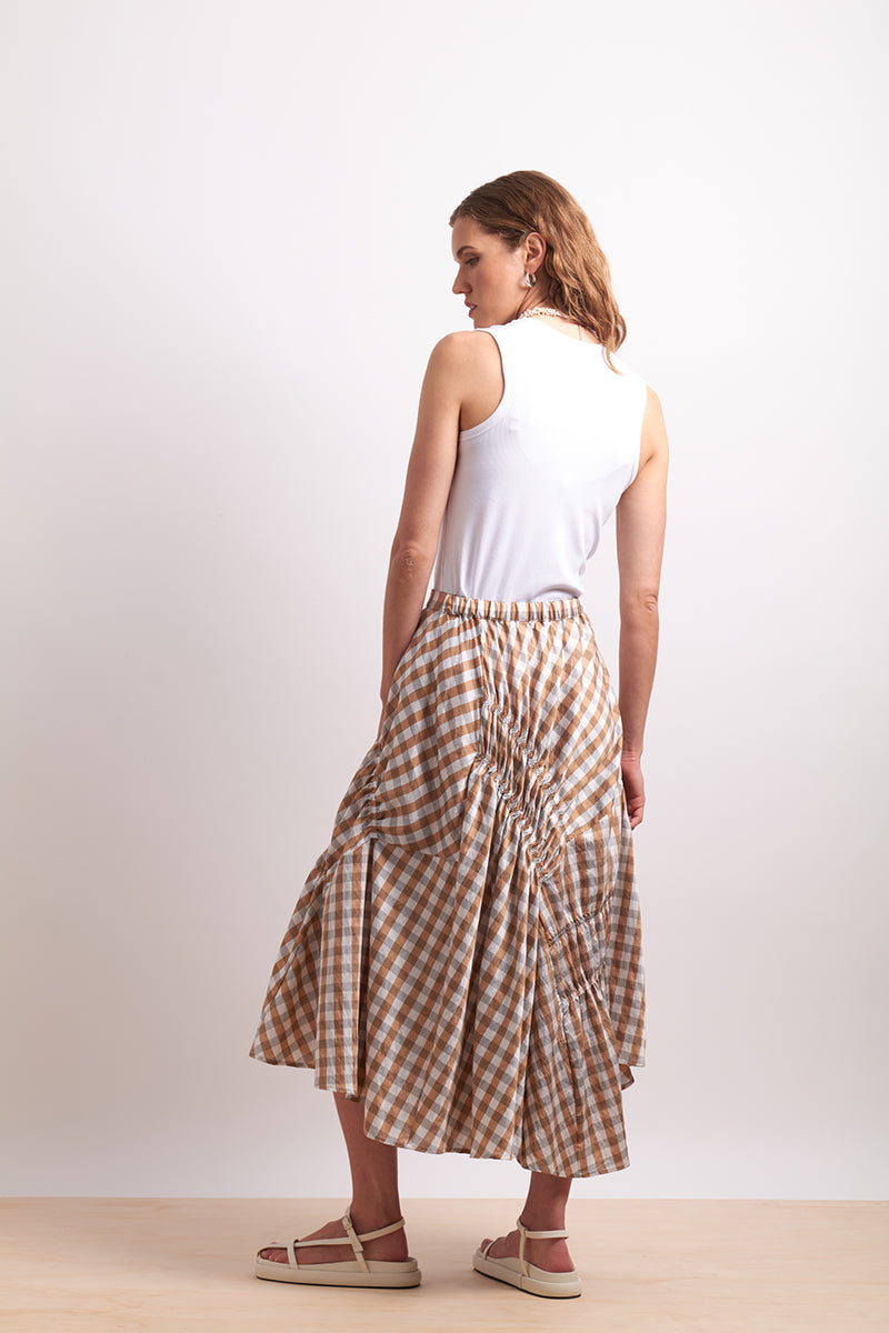 Neris - In Stitches Skirt - Sand Check