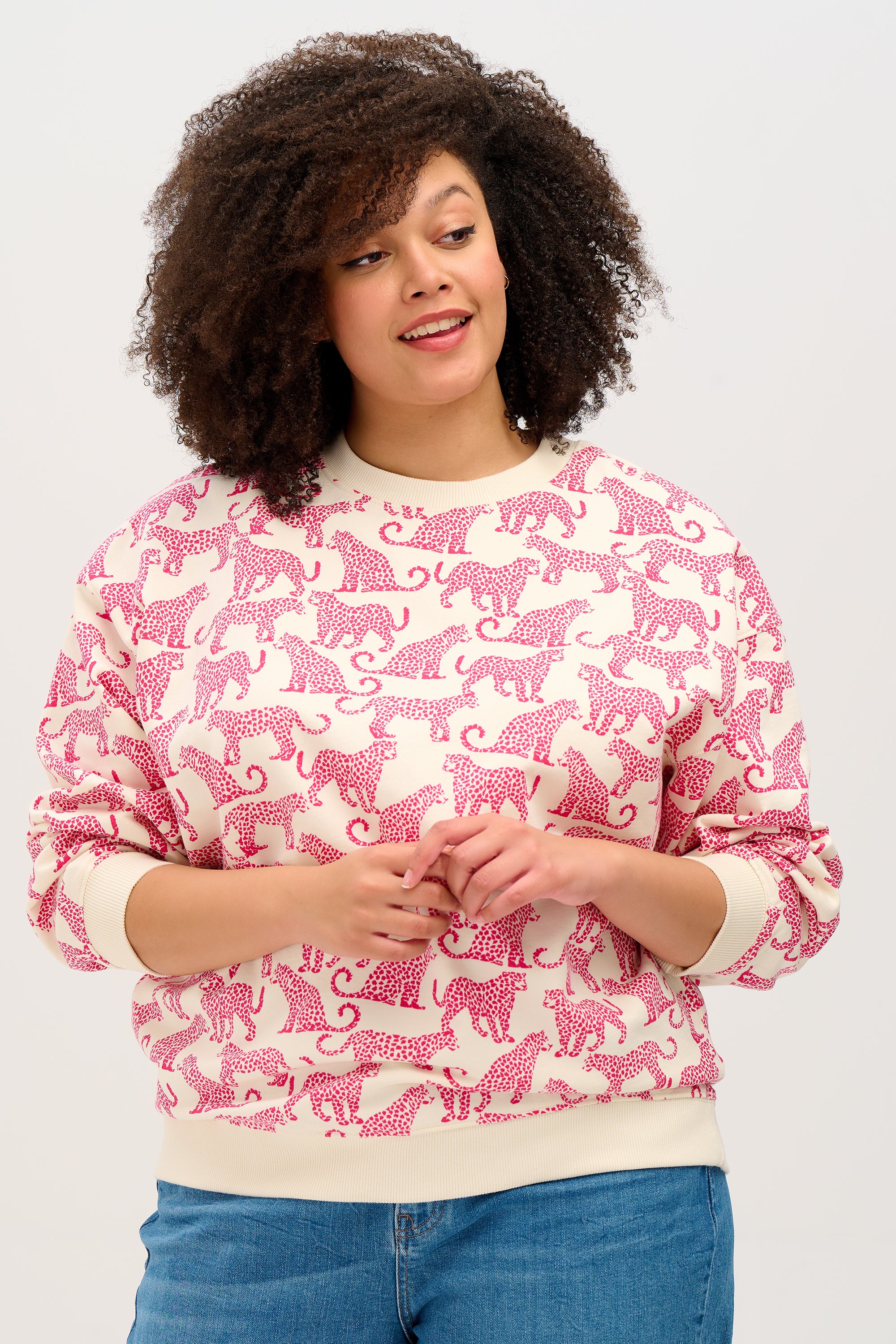 Pink hotsell leopard sweatshirt