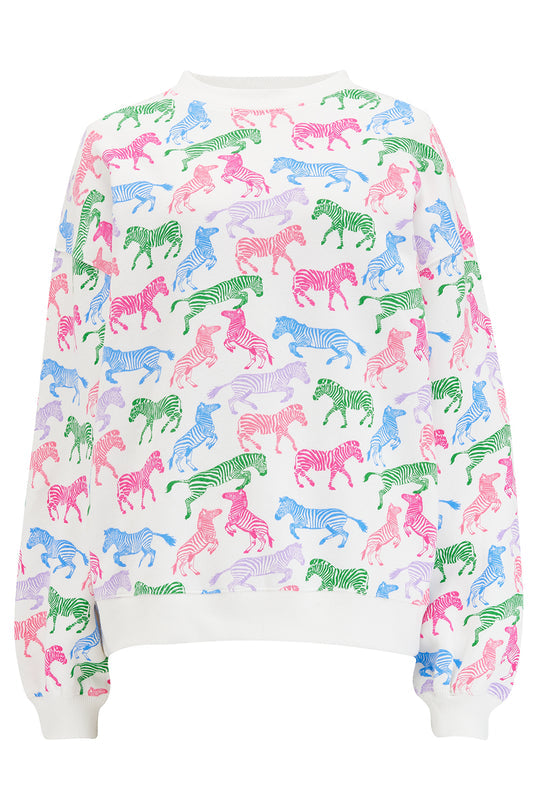 Sugarhill - Eadie Relaxed Sweatshirt - Off-White, Colourful Zebra