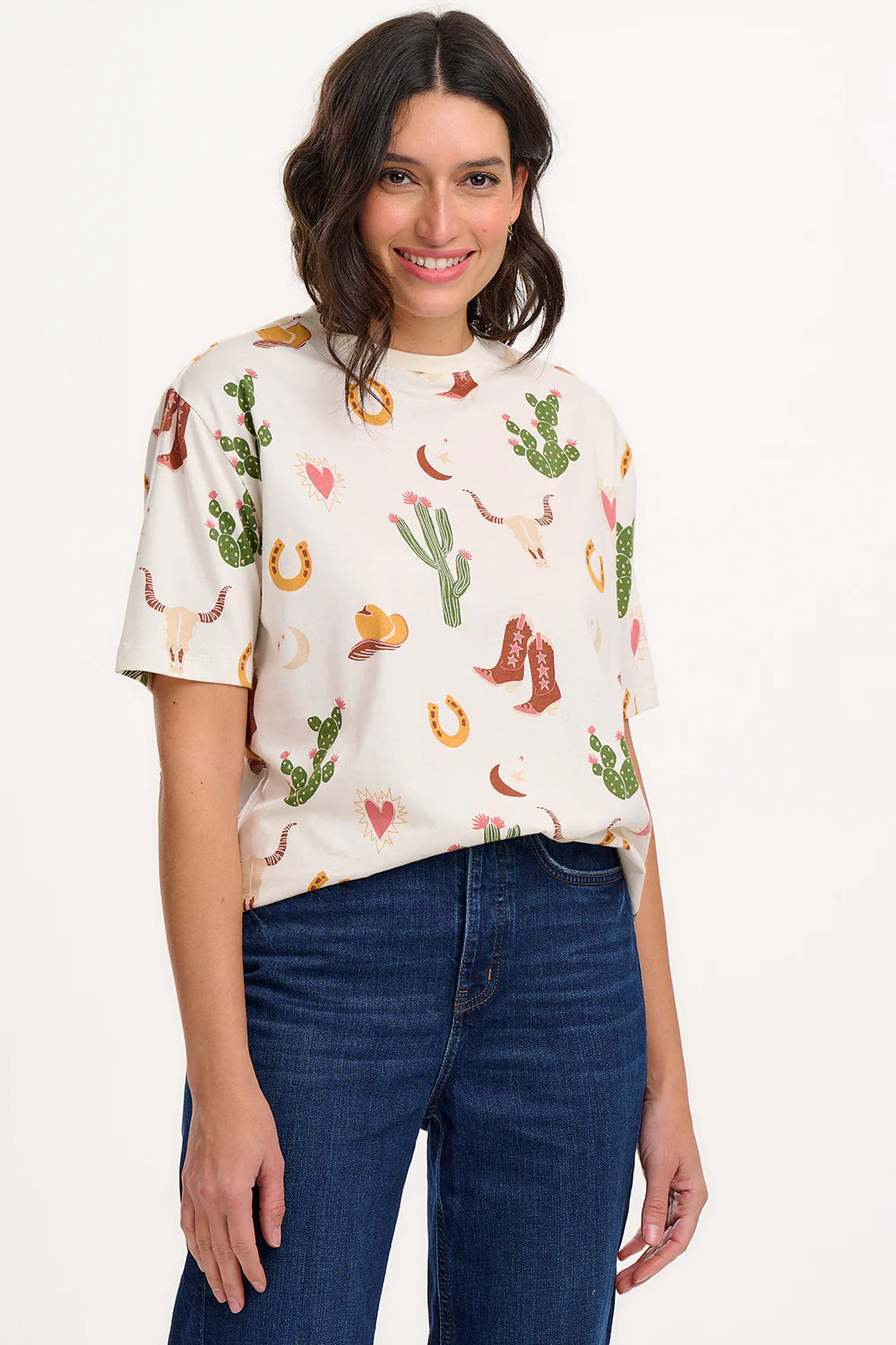Sugarhill - Kinsley Relaxed T-Shirt - Cream, Desert Cowgirl