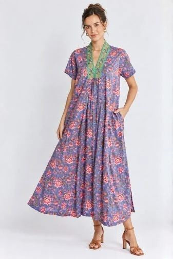 Ibisa - Teeta Midi Dress - Ocean